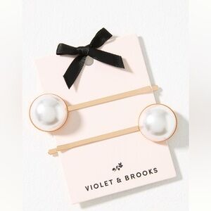 Anthropologie Gold and White Pearl Hair Clips